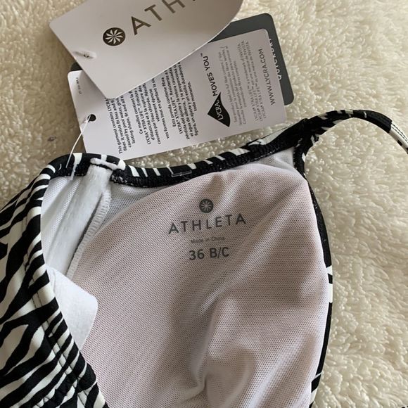 Athleta Black Palms Kaimana Black/White Zebra Women's 36 B/C Tankini - Picture 6 of 9